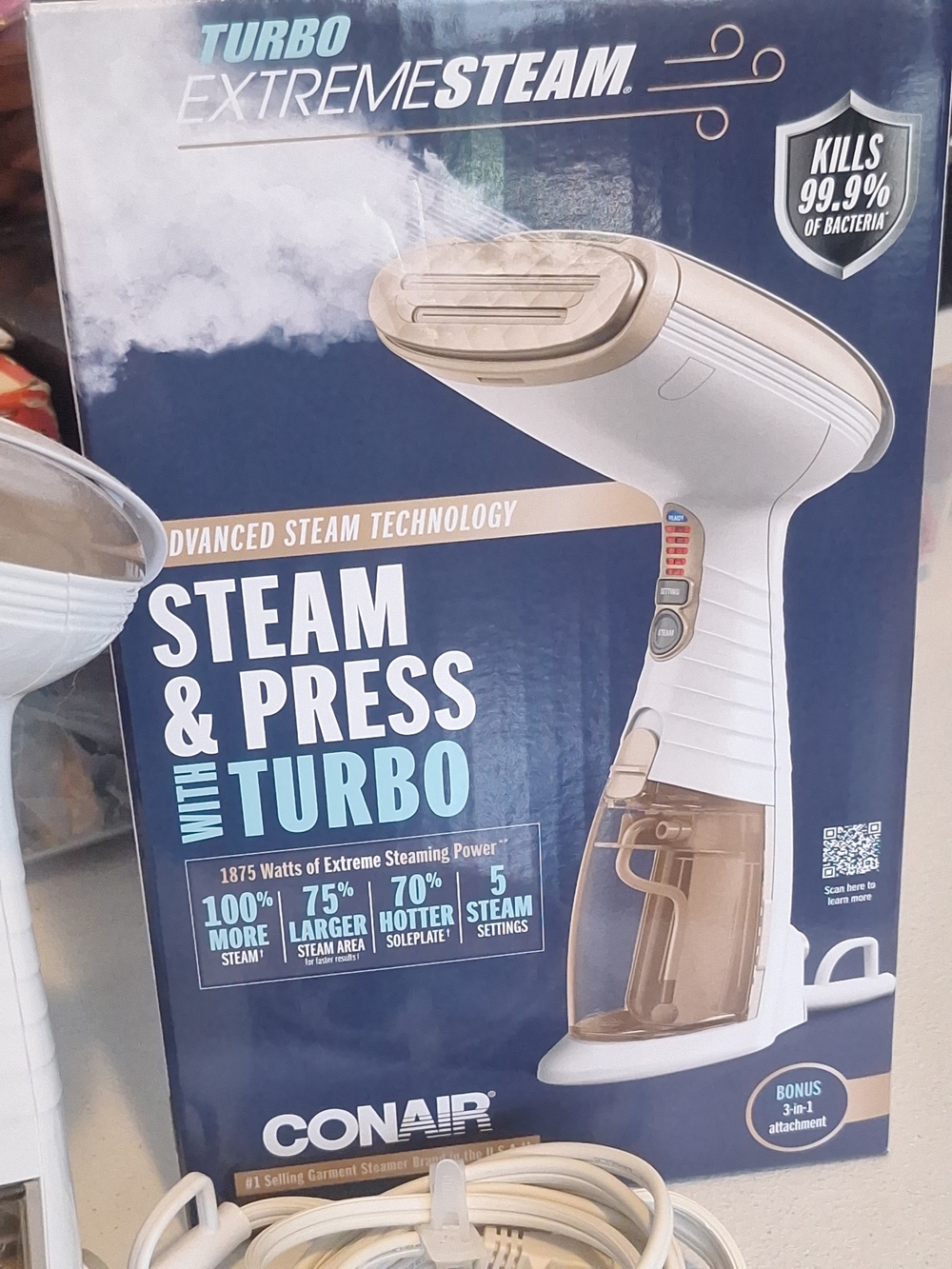 Conair Turbo Steam & Press Handheld Steamer - White and Gold